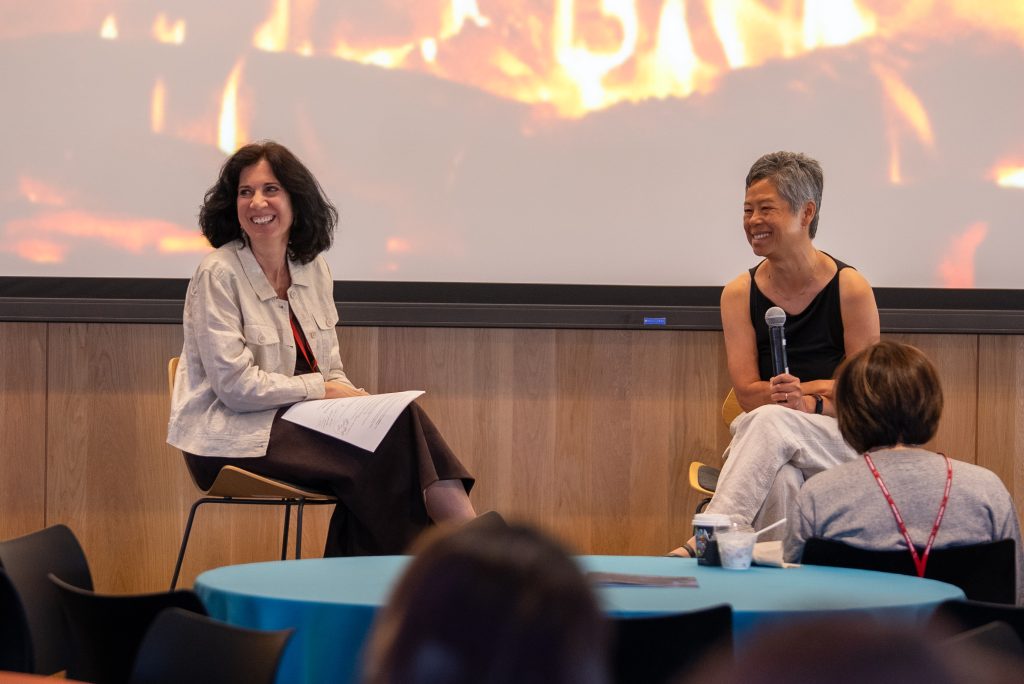 Sylvia Plevritis and Ida Sim during the Fireside chat