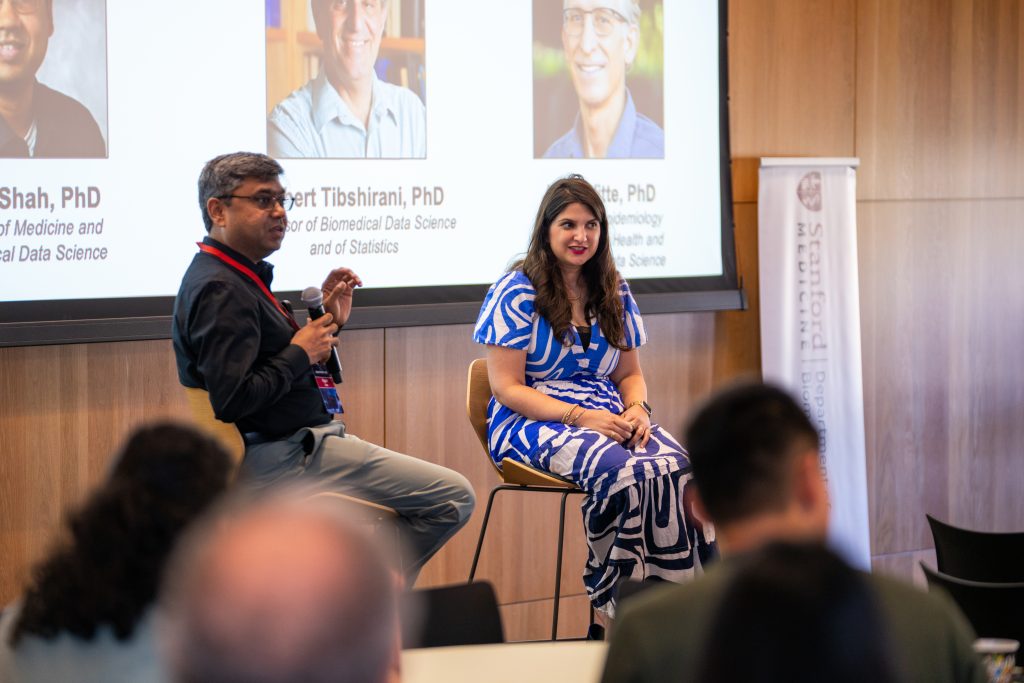 Nigam Shah and Roxana Daneshjou debate at the 2026 DBDS Retreat