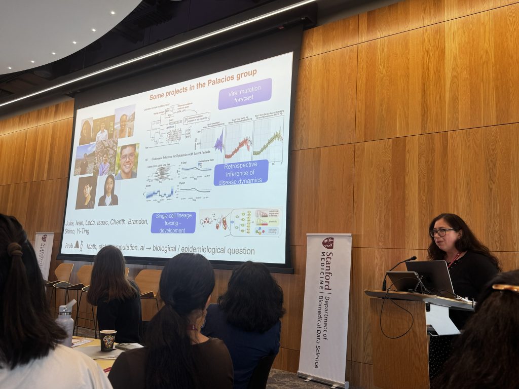 Julia Palacios giving lightning talk at the 2026 DBDS Retreat.
