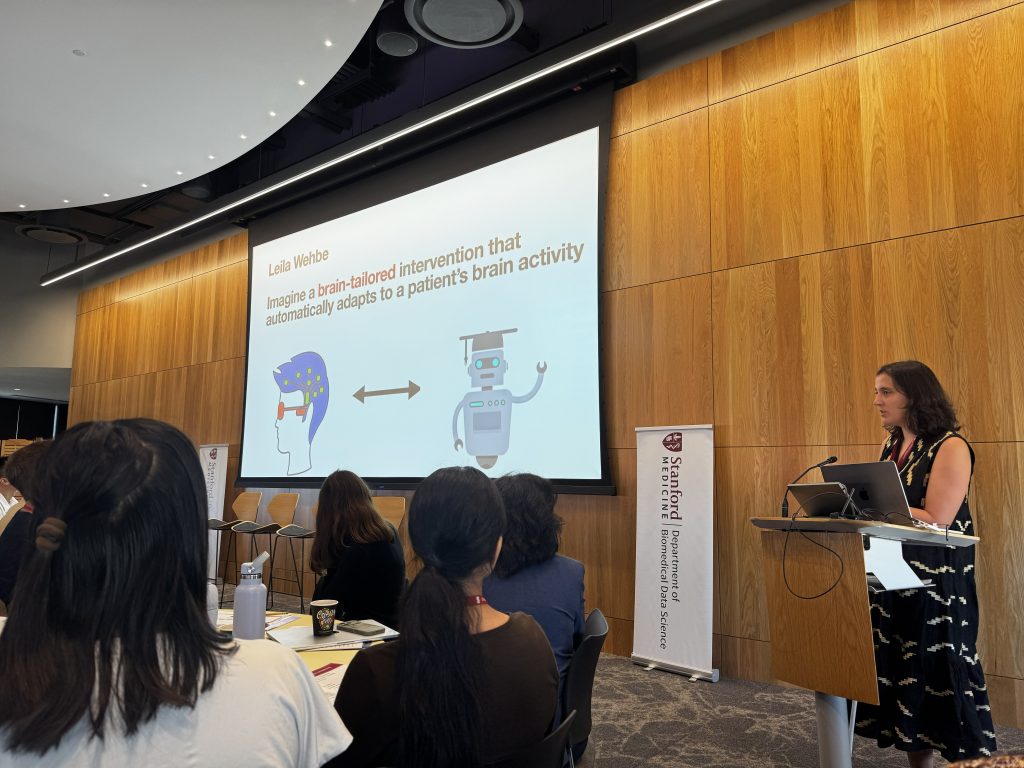Leila Wehbe giving her lightning talk at the 2026 DBDS Retreat.